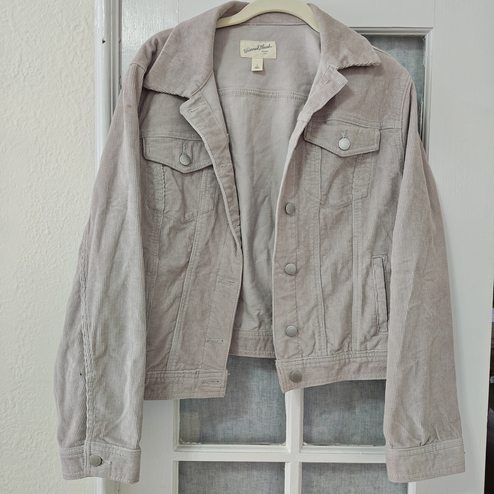 Universal Thread Women's Corduroy Jacket in Light Gray